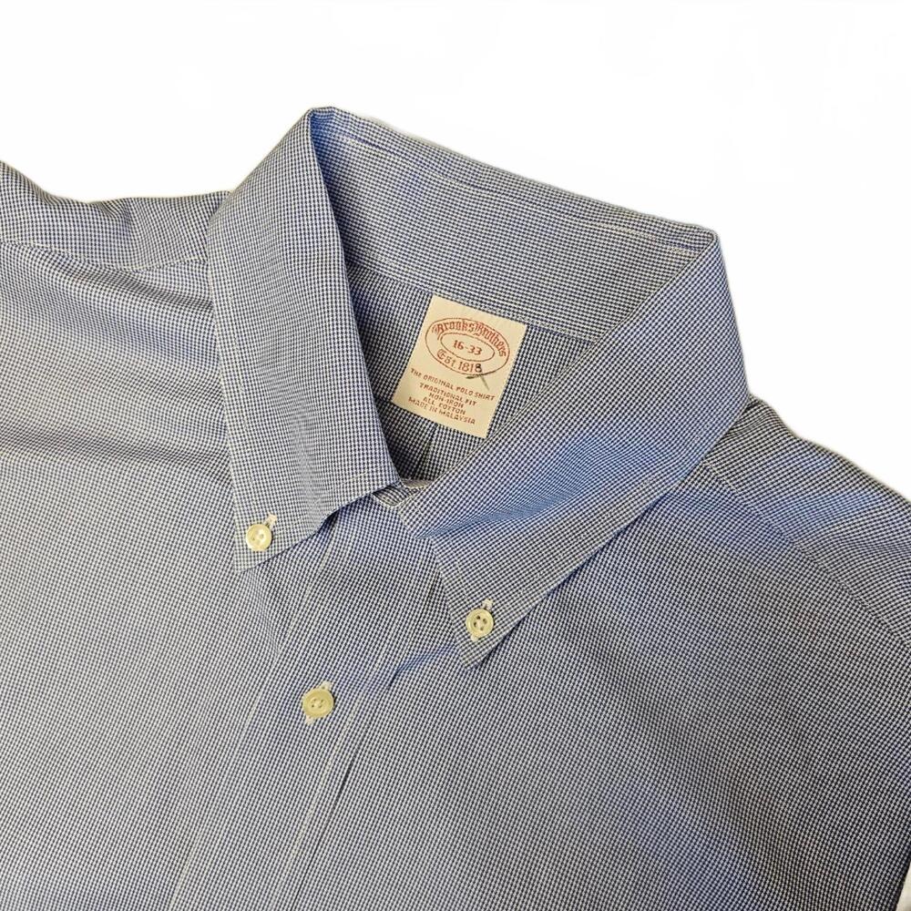 Brooks Brothers Men's Dress Shirt 16-33 Regent Fit Non-Iron Blue Check Button